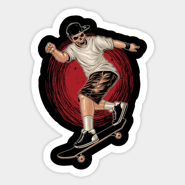Tha Skateboarder Skull Sticker by BNXKT